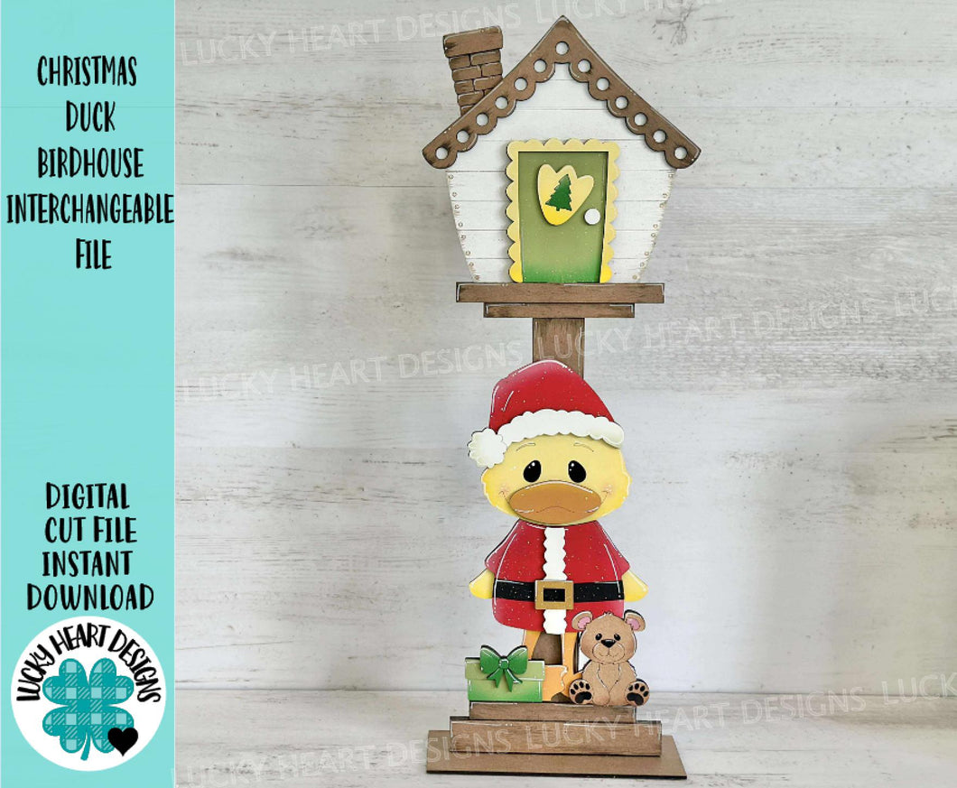 Christmas Duck for the Birdhouse Interchangeable File SVG, Presents Reindeer Santa, Seasonal, Holiday, Glowforge, Laser, LuckyHeartDesignsCo