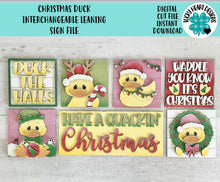 Load image into Gallery viewer, Christmas Duck Interchangeable Leaning Sign File SVG, Santa, Reindeer, Rudolph, Wreath, Farm Tree, Glowforge, Santa, LuckyHeartDesignsCO
