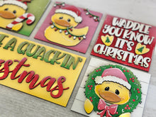 Load image into Gallery viewer, Christmas Duck Interchangeable Leaning Sign File SVG, Santa, Reindeer, Rudolph, Wreath, Farm Tree, Glowforge, Santa, LuckyHeartDesignsCO
