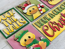 Load image into Gallery viewer, Christmas Duck Interchangeable Leaning Sign File SVG, Santa, Reindeer, Rudolph, Wreath, Farm Tree, Glowforge, Santa, LuckyHeartDesignsCO
