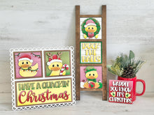 Load image into Gallery viewer, Christmas Duck Interchangeable Leaning Sign File SVG, Santa, Reindeer, Rudolph, Wreath, Farm Tree, Glowforge, Santa, LuckyHeartDesignsCO
