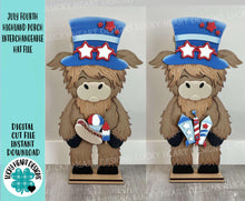 Load image into Gallery viewer, Highland Porch July Fourth Interchangeable Hats File SVG, (hat only) Seasonal Cow Holiday Farm, America, USA, Glowforge, LuckyHeartDesignsCo
