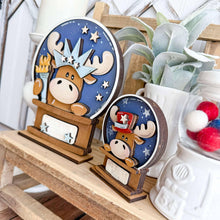 Load image into Gallery viewer, Moose July Fourth Snow Globe Interchangeable File SVG, TINY Glowforge, Statue of Liberty, America, USA, Tiered Tray LuckyHeartDesignsCo
