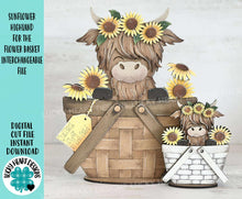 Load image into Gallery viewer, Highland Sunflower For The Flower Basket Interchangeable File SVG, TINY Flower Floral Summer Fall Tiered Tray Glowforge, LuckyHeartDesignsCo
