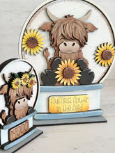 Load image into Gallery viewer, Highland Sunflower Snow Globe Interchangeable File SVG, TINY, Glowforge Fall, Summer, Cow, Farm, Tiered Tray LuckyHeartDesignsCo
