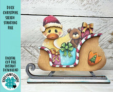 Load image into Gallery viewer, Duck Christmas Sleigh Standing File SVG, Santa, Farm, Rudolph, Elf, Present, Reindeer, Glowforge, LuckyHeartDesignsCo
