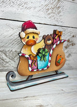 Load image into Gallery viewer, Duck Christmas Sleigh Standing File SVG, Santa, Farm, Rudolph, Elf, Present, Reindeer, Glowforge, LuckyHeartDesignsCo
