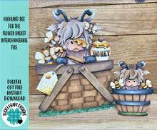Load image into Gallery viewer, Highland Bees For The Flower Basket Interchangeable File SVG, TINY, Cow, Honey, Farm, Summer, Tiered Tray, Glowforge, LuckyHeartDesignsCo
