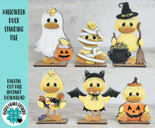 Load image into Gallery viewer, Halloween Duck Standing File SVG, Pumpkin, Witch, Jack-o-lantern, Farm, Bat, Candy, Mummy, Tiered Tray Glowforge, LuckyHeartDesignsCo
