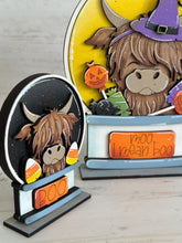 Load image into Gallery viewer, Highland Halloween Candy Snow Globe Interchangeable File SVG, TINY Glowforge, Pumpkin Fall, Halloween, Trick Or Treat, LuckyHeartDesignsCo
