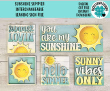 Load image into Gallery viewer, Sunshine Summer Leaning Sign File SVG, Glowforge Tiered Tray, LuckyHeartDesignsCo
