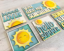 Load image into Gallery viewer, Sunshine Summer Leaning Sign File SVG, Glowforge Tiered Tray, LuckyHeartDesignsCo
