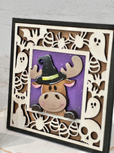 Load image into Gallery viewer, Halloween Moose MINI Interchangeable Leaning Sign File SVG, Pumpkin, Witch, Devil, Halloween Tiered Tray Glowforge, LuckyHeartDesignsCo
