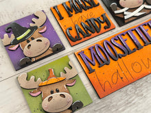 Load image into Gallery viewer, Halloween Moose MINI Interchangeable Leaning Sign File SVG, Pumpkin, Witch, Devil, Halloween Tiered Tray Glowforge, LuckyHeartDesignsCo
