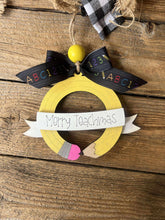 Load image into Gallery viewer, Round Pencil Teacher Ornament File SVG, Glowforge School, Christmas, Personalized Gift, Classroom, Tiered Tray LuckyHeartDesignsCo
