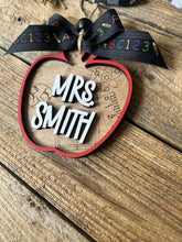 Load image into Gallery viewer, Apple Teacher Scored Ornament File SVG, Glowforge, Christmas, Tag, Gift, Classroom, Tiered Tray LuckyHeartDesignsCo
