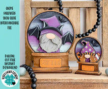 Load image into Gallery viewer, Gnome Halloween Snow Globe Interchangeable File SVG, TINY Glowforge, Bat, Pumpkin Fall, Candy, Mummy, Trick Or Treat, LuckyHeartDesignsCo
