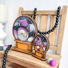 Load image into Gallery viewer, Gnome Halloween Snow Globe Interchangeable File SVG, TINY Glowforge, Bat, Pumpkin Fall, Candy, Mummy, Trick Or Treat, LuckyHeartDesignsCo
