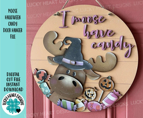 Moose Halloween Door Hanger File SVG, Farm Glowforge, Candy, Trick Or Treat, Witch, LuckyHeartDesignsCo