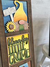 Load image into Gallery viewer, Sunflower Gnome Interchangeable Leaning Sign File SVG, Flower, Fall, Summer, Spring, Tiered Tray Glowforge, LuckyHeartDesignsCo
