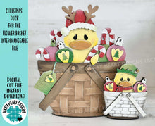 Load image into Gallery viewer, Christmas Duck For The Flower Basket Interchangeable File SVG (Original and TINY) Santa, Farm, Candy Cane Glowforge LuckyHeartDesignsCo
