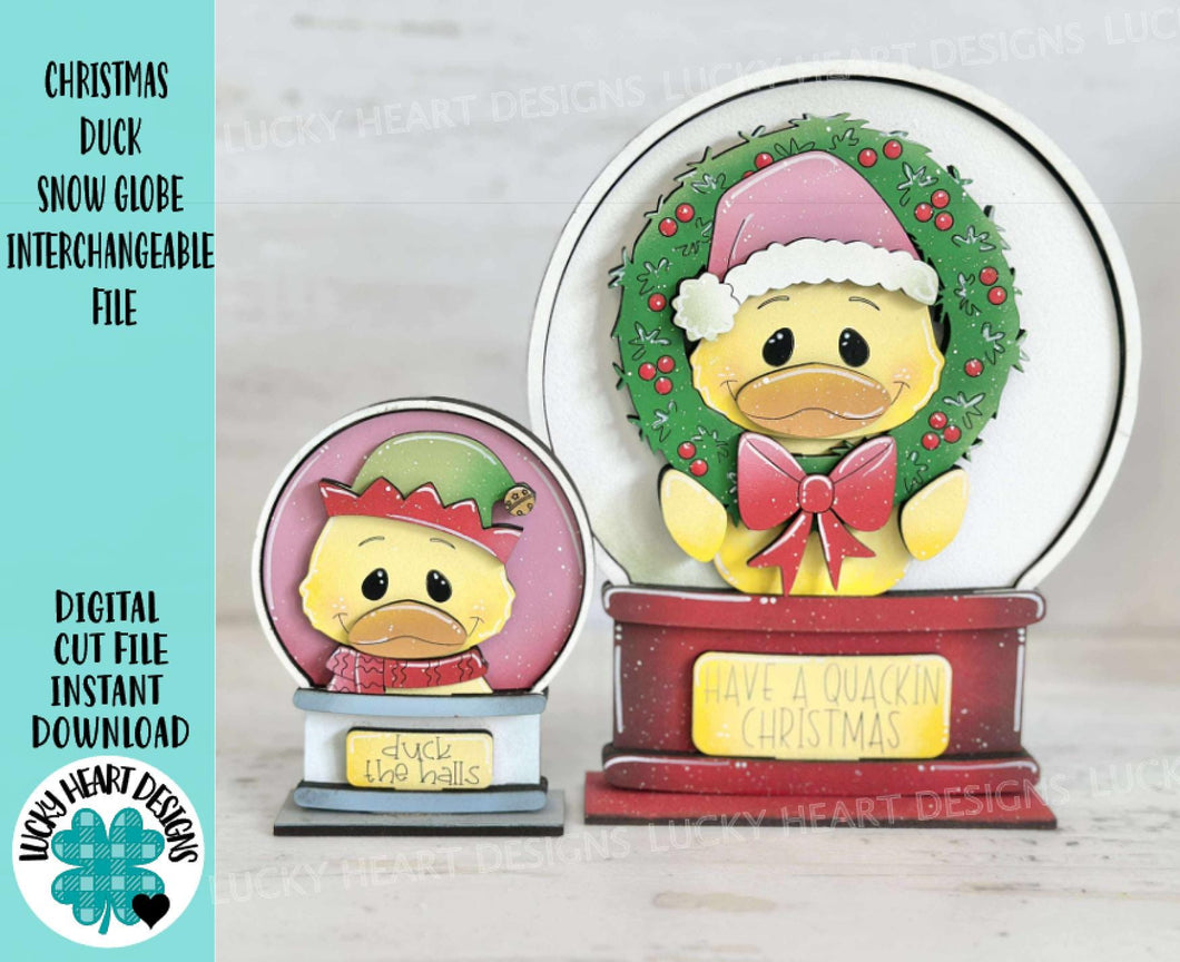 Christmas Duck Snow Globe Interchangeable File SVG, TINY, Farm, Glowforge, Santa, Tiered Tray LuckyHeartDesignsCo