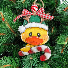 Load image into Gallery viewer, Duck Christmas Ornament File SVG, Holiday, craft, Santa, Rudolph, Reindeer, Candy Cane, Present, Glowforge, LuckyHeartDesignsCo
