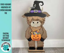 Load image into Gallery viewer, Porch Highland Halloween Interchangeable Hats File SVG, (hat only) Seasonal, Witch, Cow, Holiday, Farm, Fall, Glowforge, LuckyHeartDesignsCo
