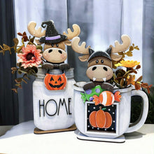Load image into Gallery viewer, Halloween Moose Mug Hugger File SVG, Glowforge Tiered Tray, Decor Holiday Jack o lantern Plant Hugger Trick or Treat, LuckyHeartDesignsCo
