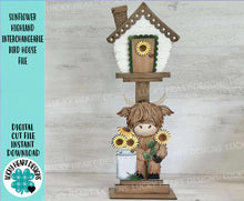 Load image into Gallery viewer, Highland Sunflower for the Birdhouse Interchangeable File SVG, Glowforge, Summer, Fall, Seasonal, Holiday, Bird house, LuckyHeartDesignsCo
