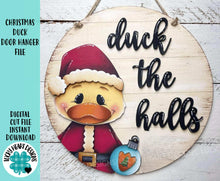 Load image into Gallery viewer, Christmas Duck Door Hanger File SVG, Santa, Glowforge Farm, LuckyHeartDesignsCo
