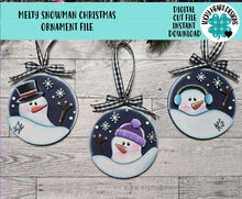 Load image into Gallery viewer, Melty Snowman Christmas Ornament File SVG, Melted, Melting, Winter, Snowflake, Farmhouse, Glowforge, LuckyHeartDesignsCo
