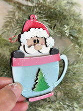 Load image into Gallery viewer, Mug Friends Santa Christmas Ornament File SVG, Santa, Winter, Cocoa, Coffee, Cup, Glowforge, LuckyHeartDesignsCo
