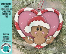 Load image into Gallery viewer, Candy Cane Heart Gingerbread Man Christmas Ornament Friends File SVG, Craft, Kids, Santa, Glowforge, LuckyHeartDesignsCo
