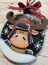 Load image into Gallery viewer, Moose Winter Christmas Ornament File SVG, Santa Candy Cane Presents Hat, Snowflakes, Tiered Tray, Glowforge, LuckyHeartDesignsCo
