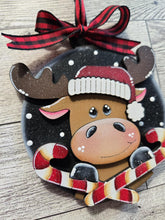 Load image into Gallery viewer, Moose Christmas Candy Cane Ornament File SVG, Santa Candy Cane Presents Hat, Snowflakes, Tiered Tray, Glowforge, LuckyHeartDesignsCo
