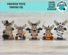 Load image into Gallery viewer, Halloween Moose Standing File SVG, Pumpkin, Witch, Jack-o-lantern, Farm, Bat, Candy, Mummy, Tiered Tray Glowforge, LuckyHeartDesignsCo
