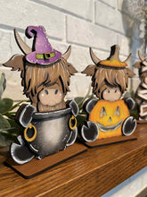 Load image into Gallery viewer, Halloween Highland Mummy Standing File SVG, Pumpkin, Witch, Jack-o-lantern, Farm, Devil, Bat, Tiered Tray Glowforge, LuckyHeartDesignsCo
