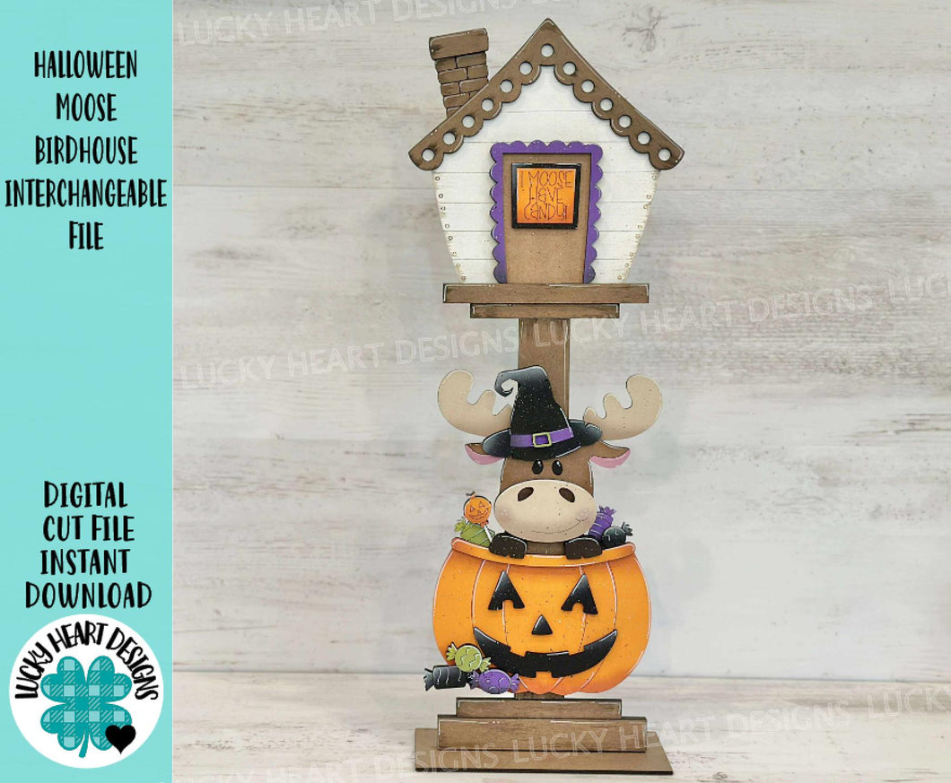 Halloween Moose for the Birdhouse Interchangeable File SVG, Glowforge, Seasonal, Witch, Candy, Pumpkin, Holiday Shapes, LuckyHeartDesignsCo