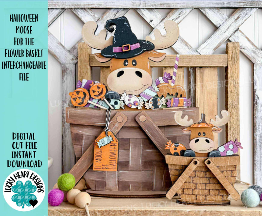 Halloween Moose For The Flower Basket Interchangeable File SVG, TINY Witch, Candy, Farm, Tiered Tray, Glowforge, LuckyHeartDesignsCo