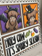 Load image into Gallery viewer, Halloween Highland Interchangeable Leaning Sign File SVG, Glowforge Tiered Tray, Witch, Farm, Barn, Bat, Pumpkin, LuckyHeartDesignsCo
