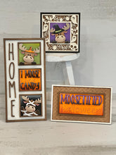 Load image into Gallery viewer, Halloween Moose MINI Interchangeable Leaning Sign File SVG, Pumpkin, Witch, Devil, Halloween Tiered Tray Glowforge, LuckyHeartDesignsCo
