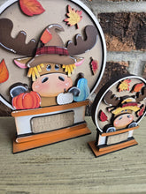 Load image into Gallery viewer, Moose Fall Snow Globe Interchangeable File SVG, TINY Glowforge, Farm, Scarecrow, Pumpkin, Leaf, Leaves, LuckyHeartDesignsCo
