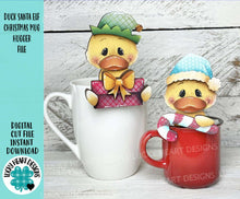 Load image into Gallery viewer, Duck Santa Elf Mug Hugger File SVG, Glowforge Tiered Tray, Reindeer, Farm, RudolphTray Decor, Holiday, Topper, LuckyHeartDesignsCo
