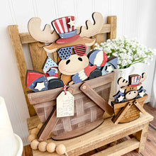 Load image into Gallery viewer, Moose Fourth of July For The Flower Basket Interchangeable File SVG, America, USA, Tiered Tray, TINY, Glowforge, LuckyHeartDesignsCo
