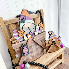 Load image into Gallery viewer, Gnome Halloween or The Flower Basket Interchangeable File SVG, TINY Witch, Candy, Mummy, Trick, Tiered Tray, Glowforge, LuckyHeartDesignsCo
