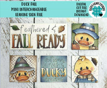 Load image into Gallery viewer, Duck Fall MINI Interchangeable Leaning Sign File SVG, Pumpkin, Scarecrow, Pumpkin, Leaves, Leaf, Tiered Tray Glowforge, LuckyHeartDesignsCo
