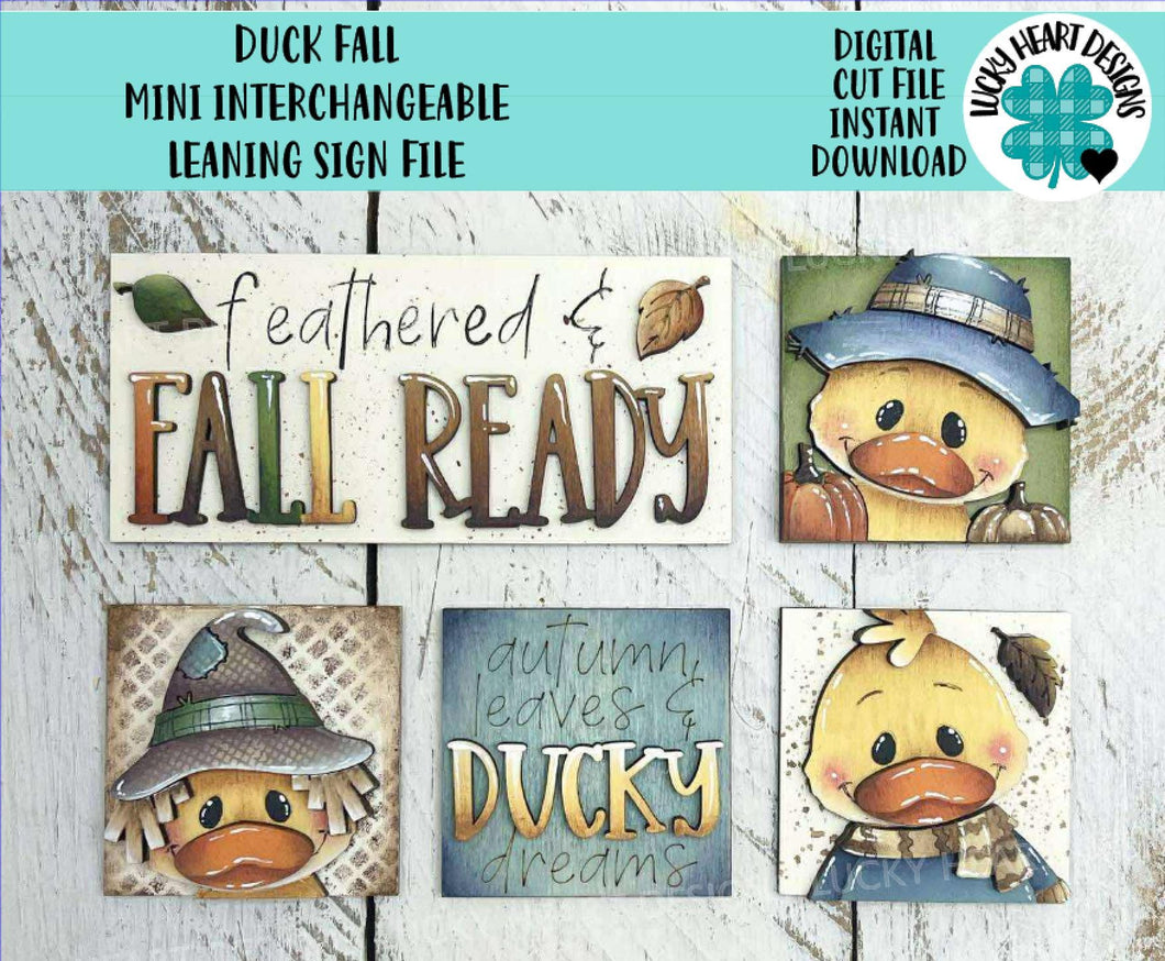 Duck Fall MINI Interchangeable Leaning Sign File SVG, Pumpkin, Scarecrow, Pumpkin, Leaves, Leaf, Tiered Tray Glowforge, LuckyHeartDesignsCo