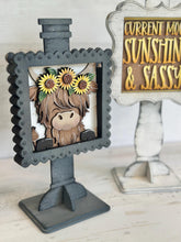 Load image into Gallery viewer, Pedestal Backer Interchangeable Leaning Sign File SVG, Frame, Ladder, Display, Inserts, Christmas, Fall Decor Glowforge, LuckyHeartDesignsCo
