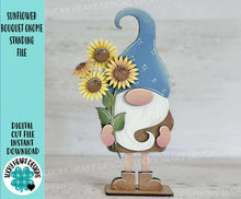Load image into Gallery viewer, Sunflower Bouquet Gnome File SVG, Fall Summer Flower, Tiered Tray Holiday Decor, Glowforge, LuckyHeartDesignsCo
